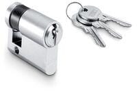 GEZE Profilhalbzylinder 40 mm mit Profilhalbzylinder und drei Schlüsseln, silber (90176)