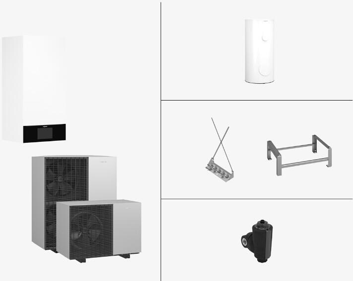 Viessmann Paket Vitocal 150-A AWO-E-AC 151.A13 mit Vitocell 100-V CVWC 250l, Luft/Wasser-Wärmepumpe in Monoblock-Bauweise, Speicher-Wassererwärmer 250