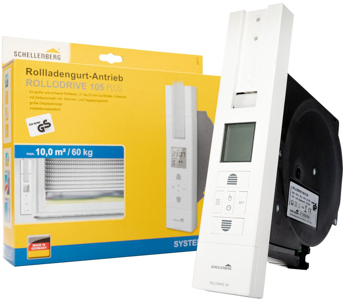 Schellenberg RolloDrive 105 Plus Rollladengurtantrieb, bis 10 m², elektrischer Gurtwickler Unterputz, weiß (22711)