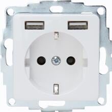 Kopp Schutzkontakt Steckdose, 1-fach, Unterputz,2 USB Ladebuchsen, HK02, Arktisweiß (296413007)