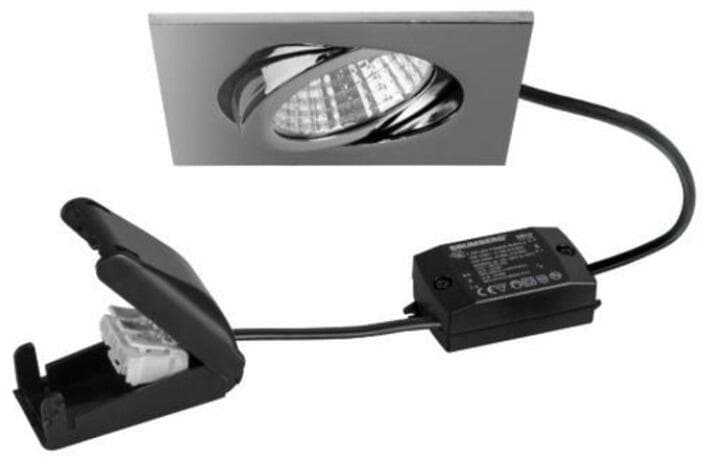 Brumberg BB05 LED-Einbaustrahler, 230 V AC, 50 Hz, 6 W, 38°, 3.000 K, quadratisch, schwenkbar, chrom (38465023)