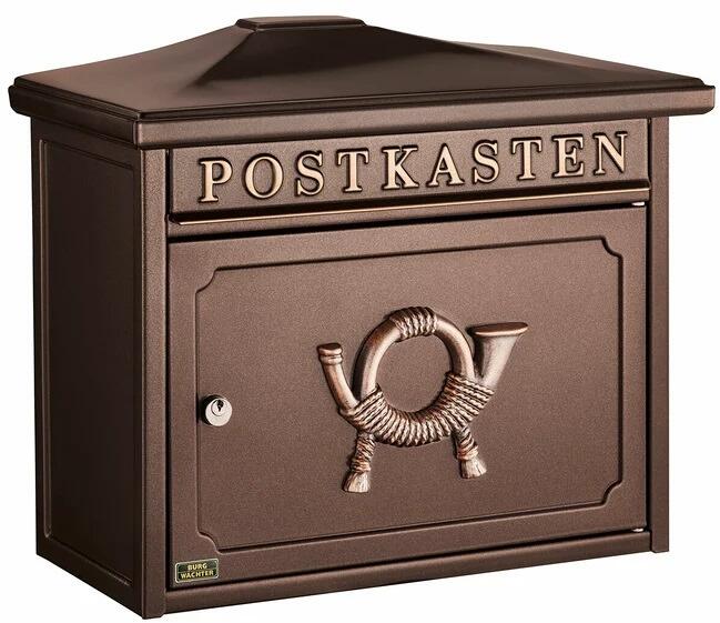 Burg Wächter Sylt 1883 K Stahlblech-Briefkasten, Postfach gegossen, verziert, kupfer (12830)