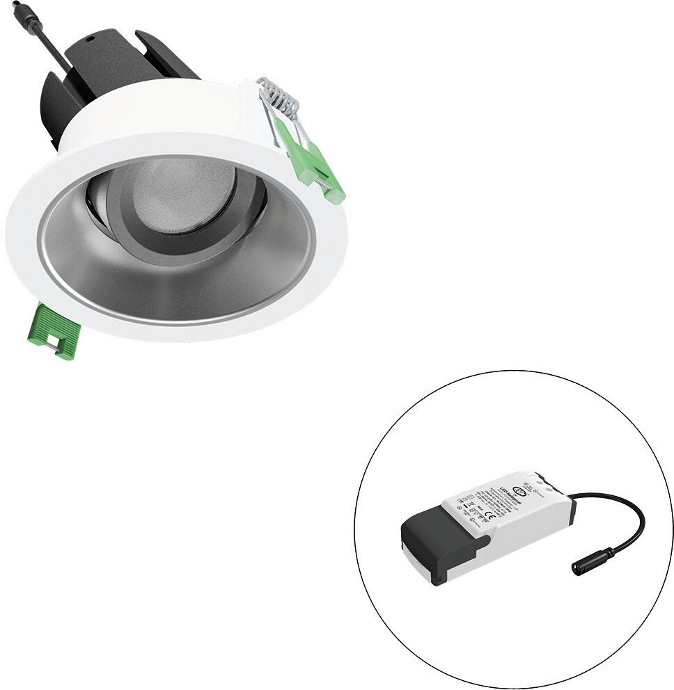 EVN SELECTO LED Deckeneinbau, rund, dreh-/schwenkbar, IP20, 220-240V/AC, 13W, 3000K, 1625lm, inkl. Netzgerät, Phase, Reflektor silber/matt, 2.289,00cd