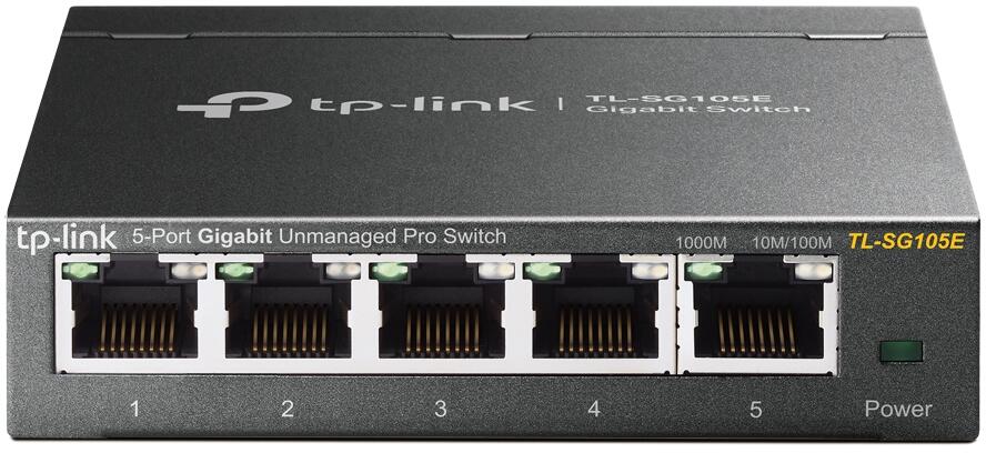 TP-Link TL-SG105E 5-Port-Gigabit-Unmanaged Pro Switch, 5 Gigabit-RJ45-Ports, schwarz
