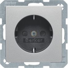Berker 41496084 Steckdose SCHUKO mit Schraub-Liftklemmen, Beschriftungsfeld und erhöhtem Berührungsschutz, Q.1/Q.3, alu samt, lackiert