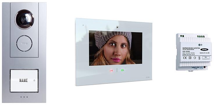 M-E VD-ALU-6109-S-W Video IP Türsprechanlagen Set für 1-Familienhaus, Silber/Weiß (41331)