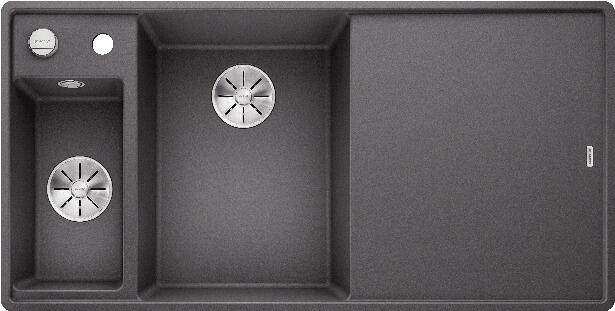 Blanco Axia III 6 S-F Granitspüle, Becken links, mit Ablauffernbedienung und Holzschneidbrett, felsgrau (524664)