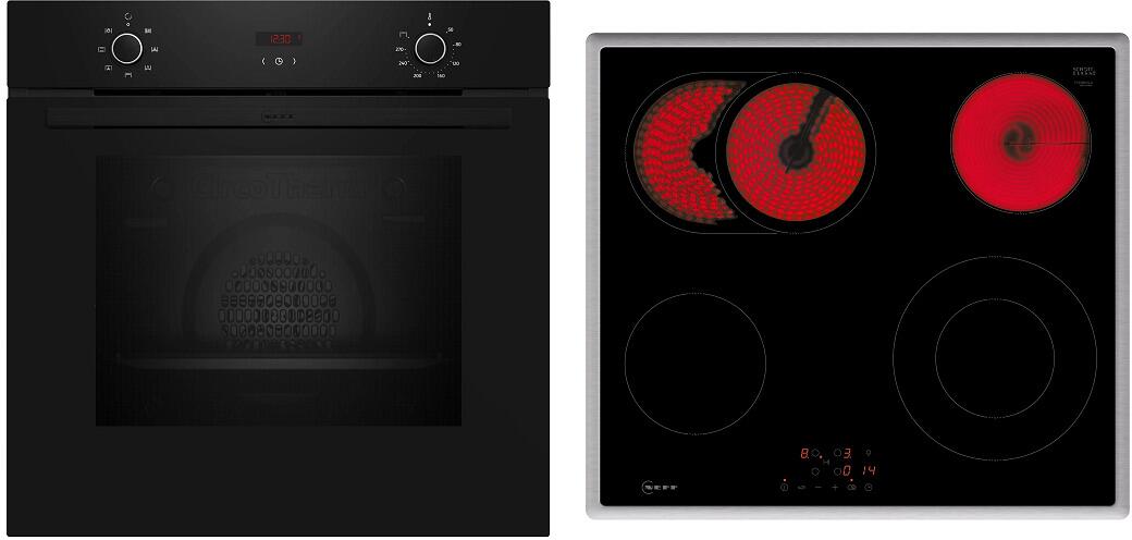 Neff BX36B0 N30/N50 A+ Backofen-Set mit Elektrokochfeld (B1CCC0AK3 + T16SBN1L0), 60 cm breit, 71 L, 5 Heizarten, Kindersicherung, schwarz