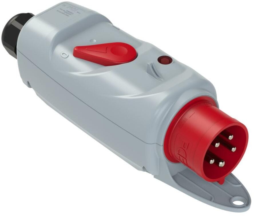 PCE CEE-Motorschutzstecker (PKZM0) PW + DFK, 32A, 5p, 6h (6.3-10A), IP44, mit Bügel (537251003)