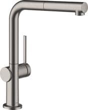 hansgrohe Talis M54 Einhebel-Küchenarmatur 270, Ausziehauslauf, 1 Strahlart, Messing, 215 mm, G ⅜ Anschlussschläuche, mit Rückflussverhinderer, Brushed Black Chrome (72808340)