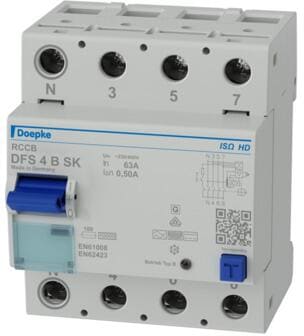 Doepke DFS 4 063-4/0,50-B SK ISO HD Fehlerstromschutzschalter, 63/0,5A, 4-polig, Typ B (09147848HD)