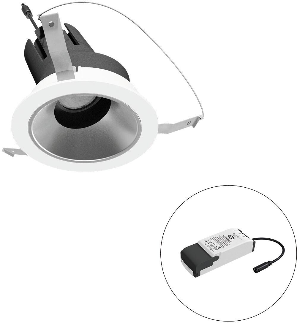 EVN SELECTO LED Deckeneinbau, rund, schwenkbar, IP20, 220-240V/AC, 13W, 3000K, 1517lm, inkl. Netzgerät, Phase, Reflektor Silber/matt, 4.432,00cd, weiß