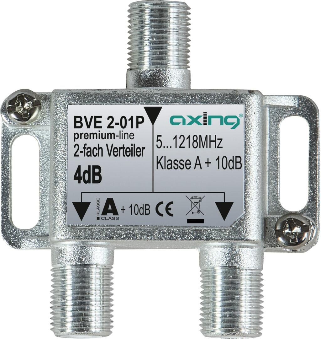AXING BVE 2-01P 2fach Verteiler, 5-1218MHz, Kl.A+, brummentkoppelt