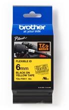 Brother TZe-FX611 Flexi-Tape laminiertes Schriftband für Beschriftungsgeräte, 6mm, 8m, schwarz/gelb