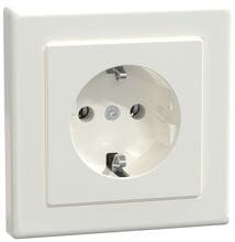 Merten MEG2301-1419 SCHUKO-Steckdose mit voller Abdeckplatte, M-Smart, Steckklemme, polarweiß glänzend