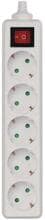 EMOS P1520 Steckdosenleiste ohne Kabel, 5 Steckdosen, Schuko, Schalter, weiß (1923150000)