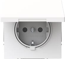 Busch-Jaeger 20 EUKBR-44G SCHUKO Steckdose Safety+, art linear, Steckklemme, Klappdeckel, studioweiß glänzend (2CKA002018A1579)