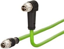 METZ CONNECT M12 Industrial Ethernet Leitung, X-kodiert, 1m, M12 Stecker gerade - M12 Stecker gewinkelt, Kodierung bei 135°, PUR (142M2X1B010)