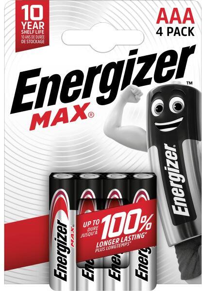 Energizer Max Micro Alkali-Mangan Batterie AAA, 4 Stück (E303325600)