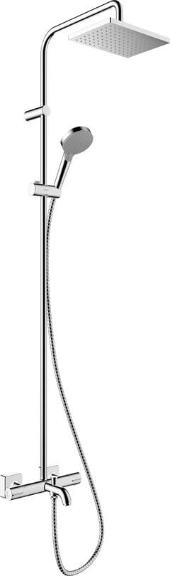 hansgrohe Vernis Shape Duschsystem 230 1 Strahlart mit Wannenthermostat, Kunststoff, 20 l/min, 230 x 170 mm, Chrom, (26284000)