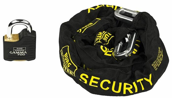 Burg Wächter GKM 10/150/700 Set Kette + Schloss, Textil-Ummantelung, Länge 1500mm, Stahl, schwarz (28270)