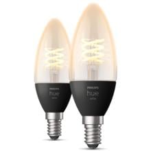 Philips Hue White Filament Lampe, Doppelpack, Kerze, E14, 4,5W, 300lm, 2100K (929002479502)