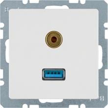 Berker 3315396089 USB/3,5mm Audio Steckdose, Q.1/Q.3, polarweiß samt