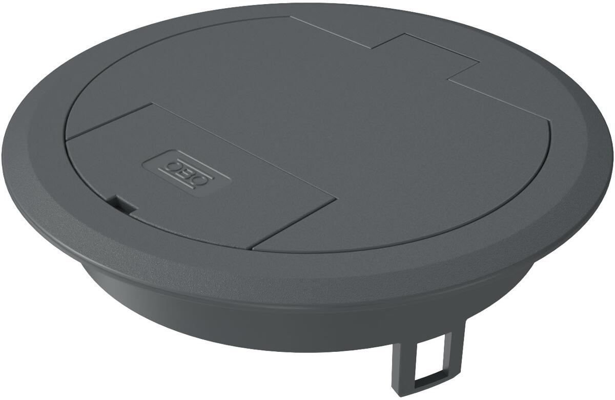 OBO Bettermann GES R2 9011 Geräteeinsatz mit Klappdeckel und Schnurauslass (7405084)