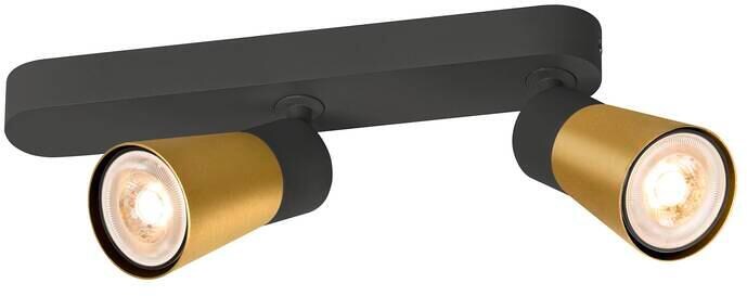 SLV PURI 2.0 CONE Decken- und Wandaufbauleuchte, 2x max.6W, asymmetrisch, GU10, schwarz/gold (1008313)