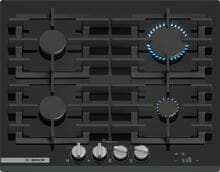 Bosch PRP6A6H40 Serie 8 Gaskochfeld, 60 cm breit, Hartglas, HomeConnect, FlameSelect, schwarz