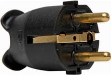 Kopp 175705003 Kunststoff-Schutzkontakt-Stecker, 2 Schutzkontaktsysteme für Kabelquerschnitt bis 3 x 1,5mm², schwarz