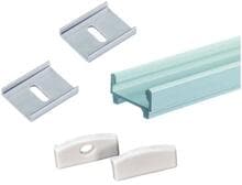 Rutec B68405 Aluprofil 23/12 für LED-Stripes bis 18.2mm Breite, Aluprofil-Set inkl. Endkappen und Montageklammern, LxBxH 2000 x 22.6 x 11.8 mm, aluminium