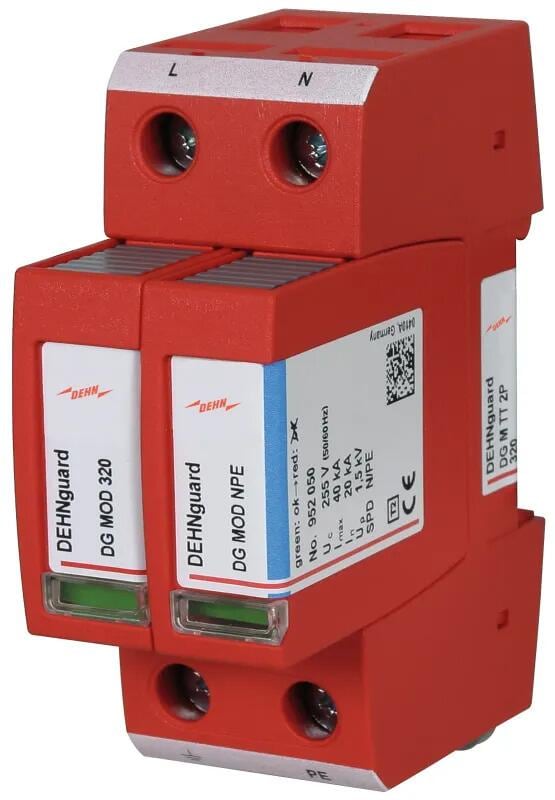 Dehn DEHNguard M TT 2P 320 Überspannungsableiter für einphasige TT- und TN-Systeme, Typ 2, rot (952130)