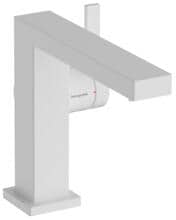hansgrohe Tecturis E Einhebel-Waschtischarmatur 110 Fine CoolStart mit Push-Open Ablaufgarnitur, Messing, 5 l/min, Mattweiß, (73024700)