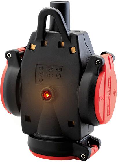 ABL SCHUKO Vollgummi 3-fach Hängekupplung, rot, IP54, mit Spannungsanzeige (1173543)