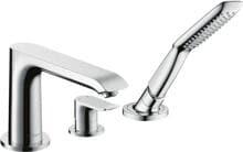 hansgrohe Metris 3-Loch Einhebel-Wannenrandarmatur, Messing, 19 l/min, Chrom (31190000)