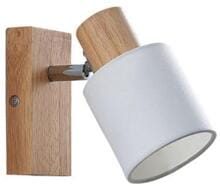 Brumberg PRUNI Decken-Anbauleuchte, für E14-LED-Retrofit-Lampen, mit Holzgehäuse und Stoffschirmen, holz hell / weiß