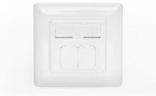Assmann DN-93831 DIGITUS Frontplatte und Einbaurahmen für Multimedia / Keystone Module, 2-fach, 80x80mm, weiß (DN-93831)