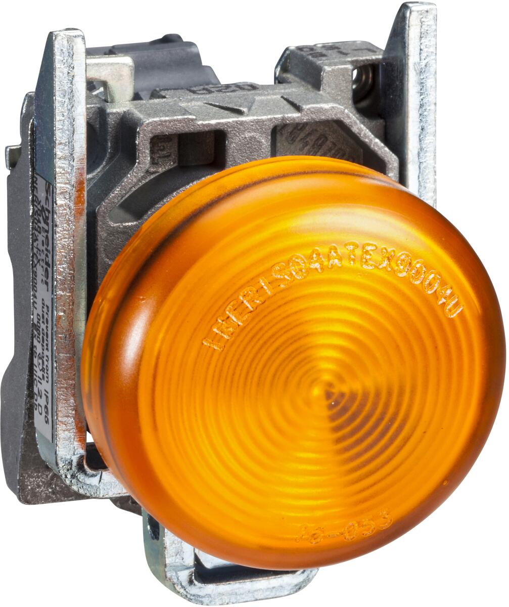Schneider Electric XB4BVG5EX Leuchtmelder, rund Ø 22, IP65, Integral LED, 120V, Schraubkl., ATEX, gelb