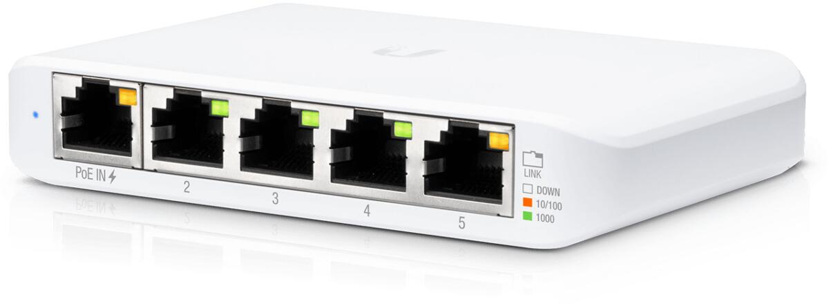Ubiquiti UniFiSwitch Flex Mini Desktop Gigabit Smart Switch, 5x RJ-45, PoE PD (USW-FLEX-MINI)