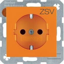Berker 47238907 Steckdose SCHUKO mit Aufdruck "ZSV", erhöhtem Berührungsschutz, S.x/B.x, orange glänzend