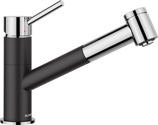 Blanco Kano-S Vario Armatur, Hochdruck, Auslauf 120° schwenkbar mit umstellbarem Schlauchauszug, silgranitschwarz/chrom (527963)