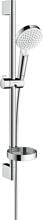 hansgrohe Crometta Duschset 100 Vario mit Duschstange 65 cm und Seifenschale, Messing, 13,8 l/min, 100 mm, Weiß/Chrom (26553400)