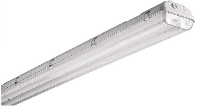 Fluolite Feuchtraum-Wannenleuchte IP65, elektronisches Vorschaltgerät EVG, für Leuchtstofflampe 2xT26, 58W, grau (61061502)