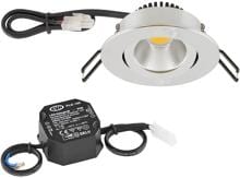 EVN PC20-Serie LED Deckeneinbau, rund, schwenkbar, IP20, 220-240V, 6W, 3000K, 620lm, inkl. Netzgerät, chrom STL (PC20N61102)