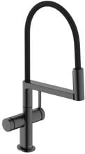 hansgrohe Talis Select M54 PowderSpray Einhebel-Küchenarmatur Semi-Pro, 3 Strahlarten, Messing, G ⅜ Anschlussschläuche, mit Rückflussverhinderer, Brushed Black Chrome (72861340)