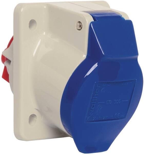 Walther 510306 Anbaudose, schräg, 16A, 3-polig, 230V, 6h, IP44, blau