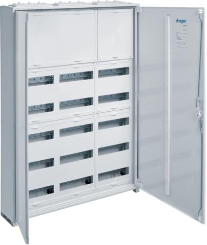 Hager FWB73N Feldverteiler AP, univers, IP44, SKII, 180PLE, 3x7 Reihen, Hutschienen-Abstand 150mm, 1100x800x161mm