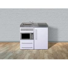 Stengel MPM 100 Miniküche, 100cm breit, Induktionskochfeld, Kühlschrank mit Gefrierfach, mit Mikrowelle, Spüle