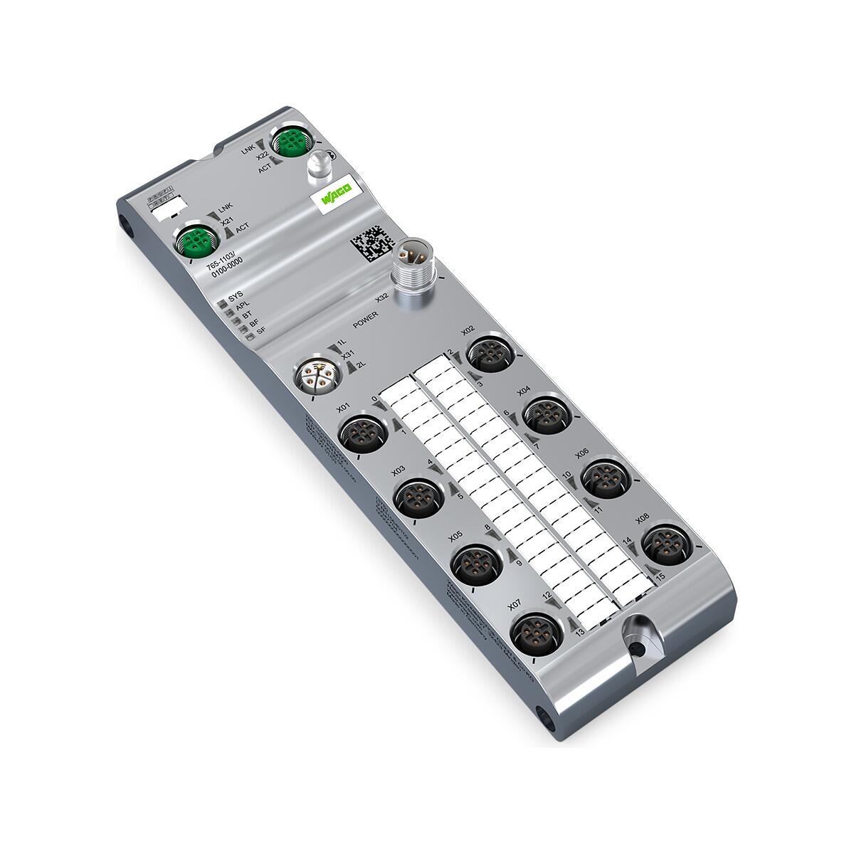 Wago 765-1203/100-000 16-Kanal-Digitalausgang, EtherCAT, 24VDC/2A, 8xM12-Anschluss, WideLine, IP67